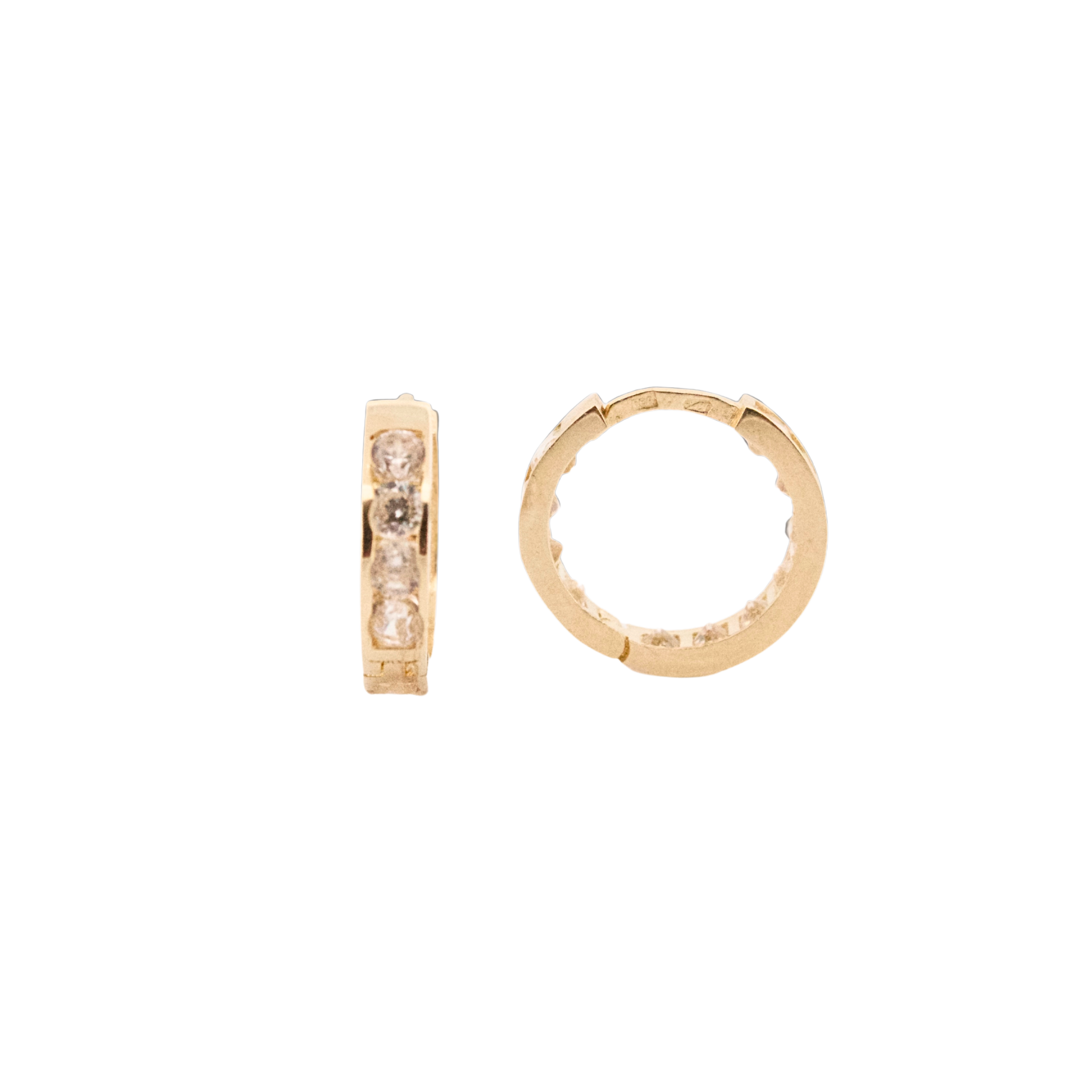 ESSENZA kruhové zlaté náušnice so zirkónmi – pohľad spredu