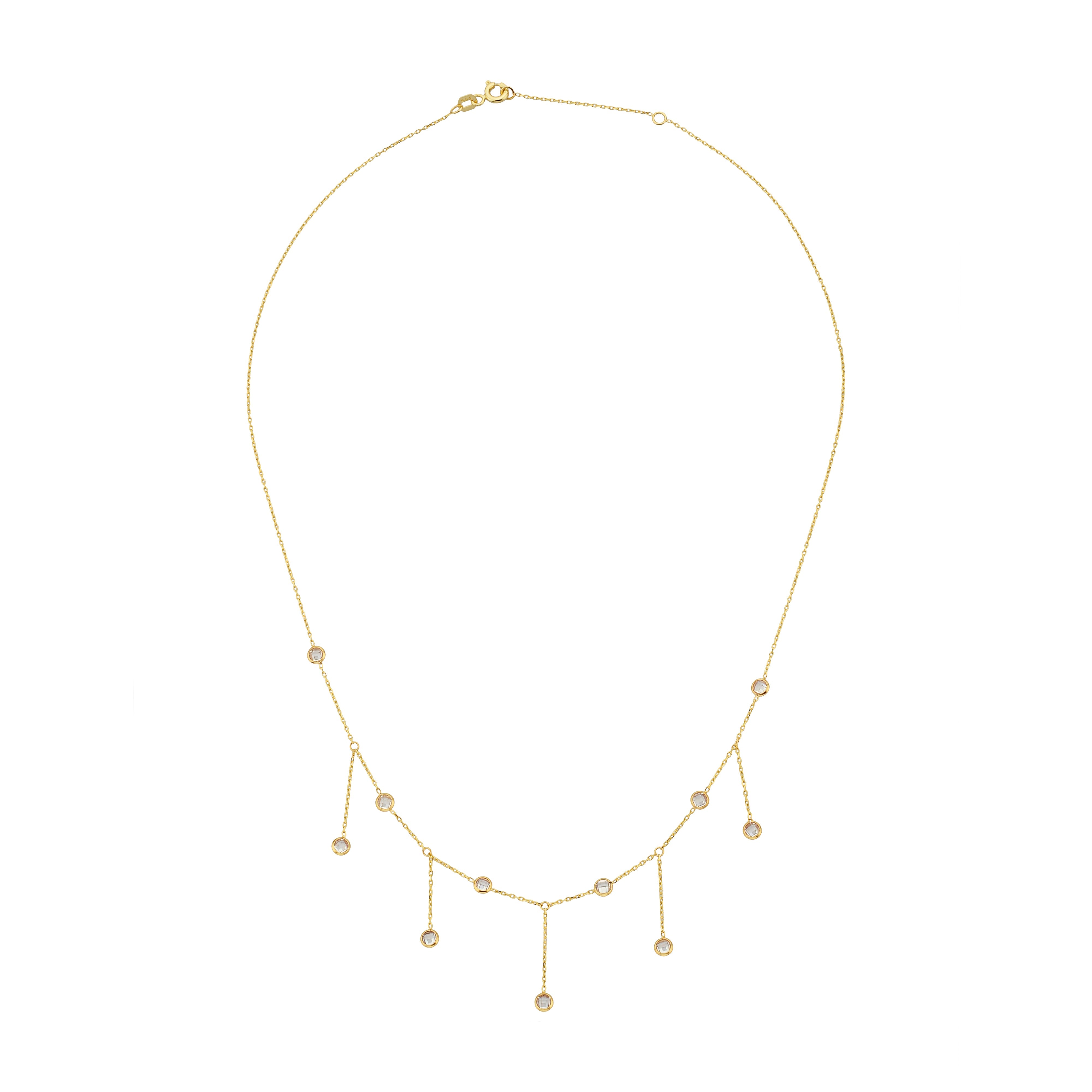 Dámsky zlatý náhrdelník s visiacimi zirkónmi – CREYO ECLAT