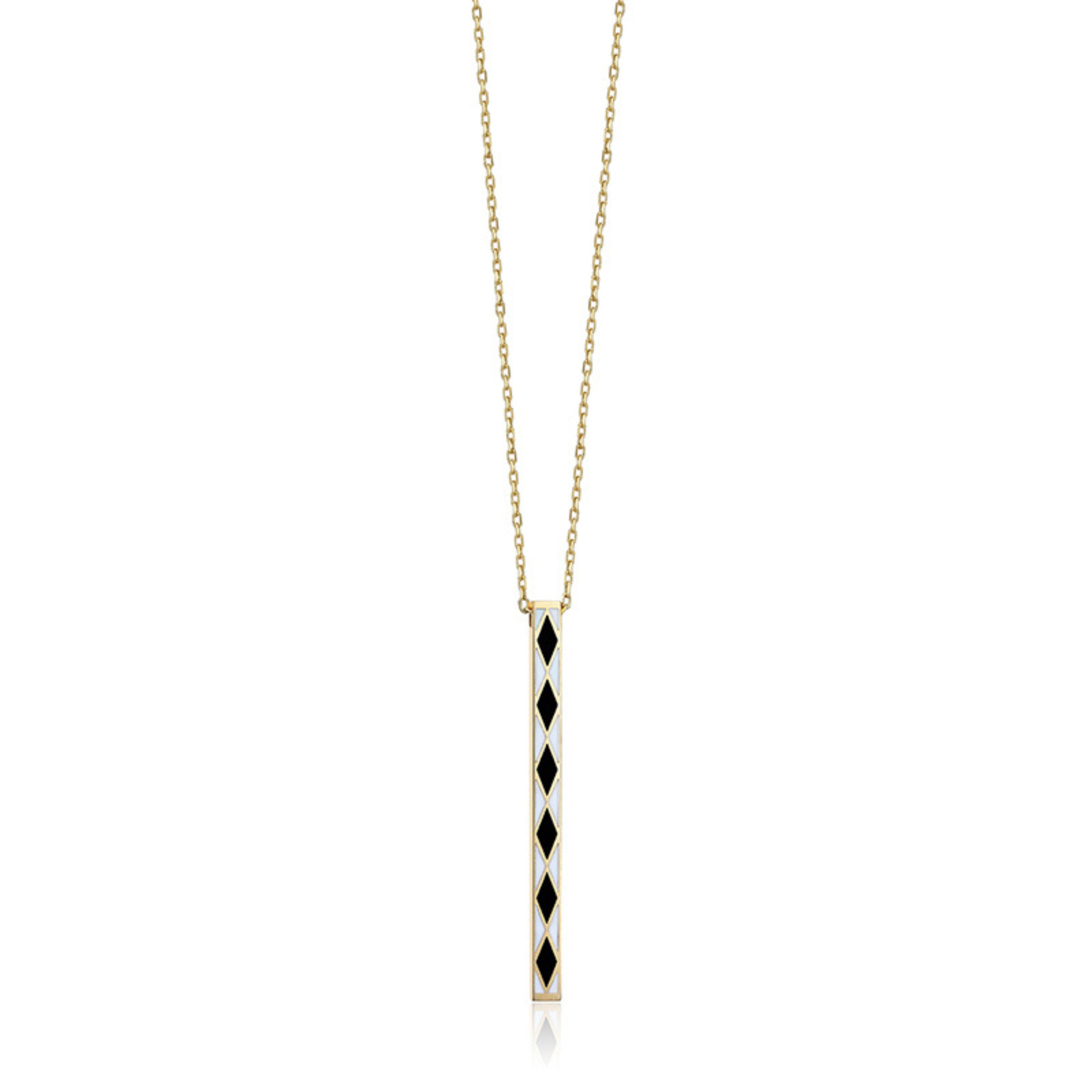Zlatý náhrdelník CREYO NOIR s geometrickým čiernym vzorom
