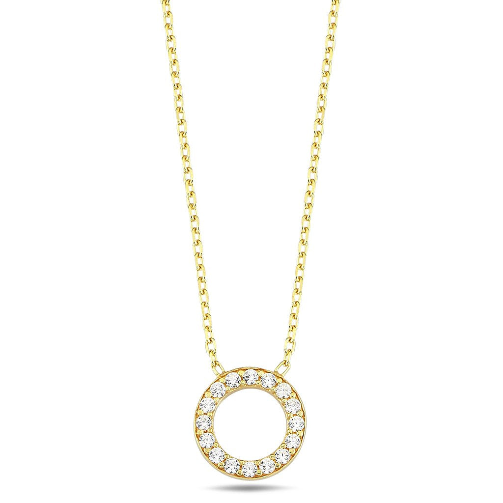 Zlatý náhrdelník s okrúhlym príveskom osadeným zirkónmi – CREYO LINEA