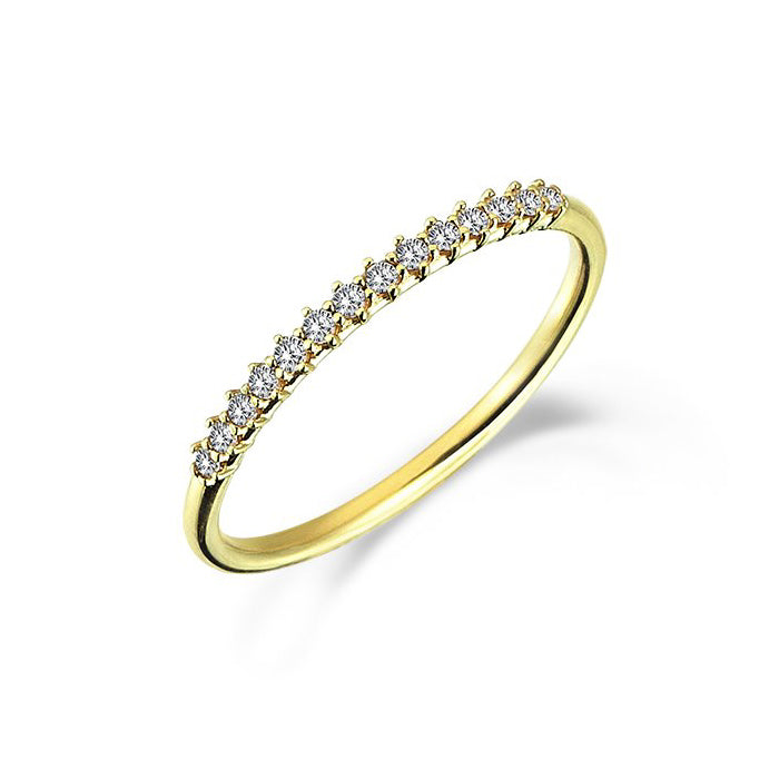 Prsteň z 14-karátového žltého zlata s líniou čírych zirkónov – kolekcia CREYO LINEA